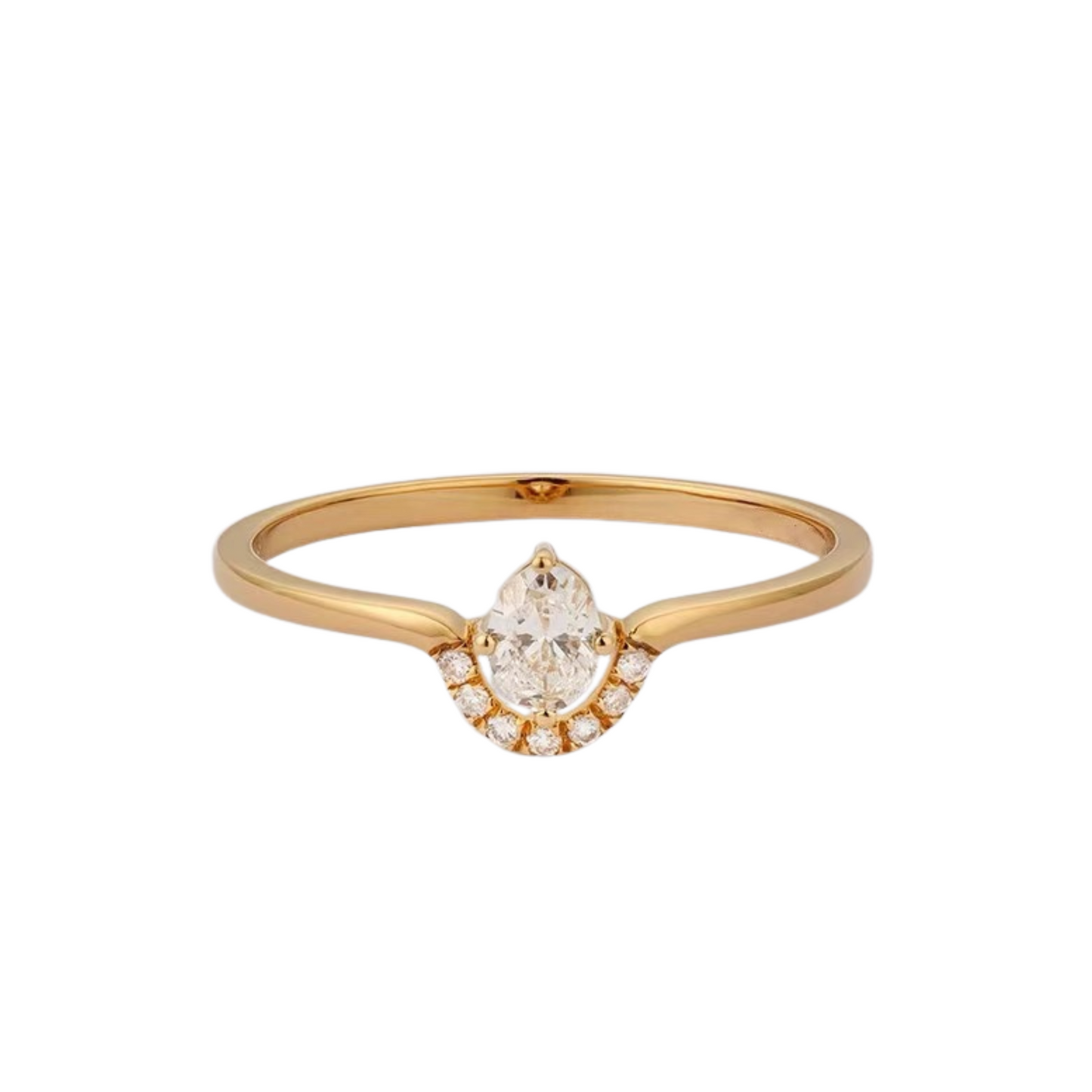 18k Gold Inlaid Diamond Ring with 20-point Fancy-shaped Diamond