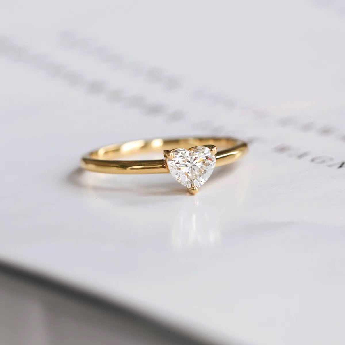 18K Gold Heart Moissanite ring