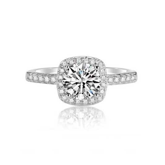 Square Halo S925 Synthetic Moissanite Ring 1 Carat